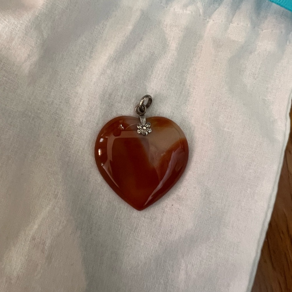 Red Agate Pendant Red Stone Heart Agate Heart Pendant